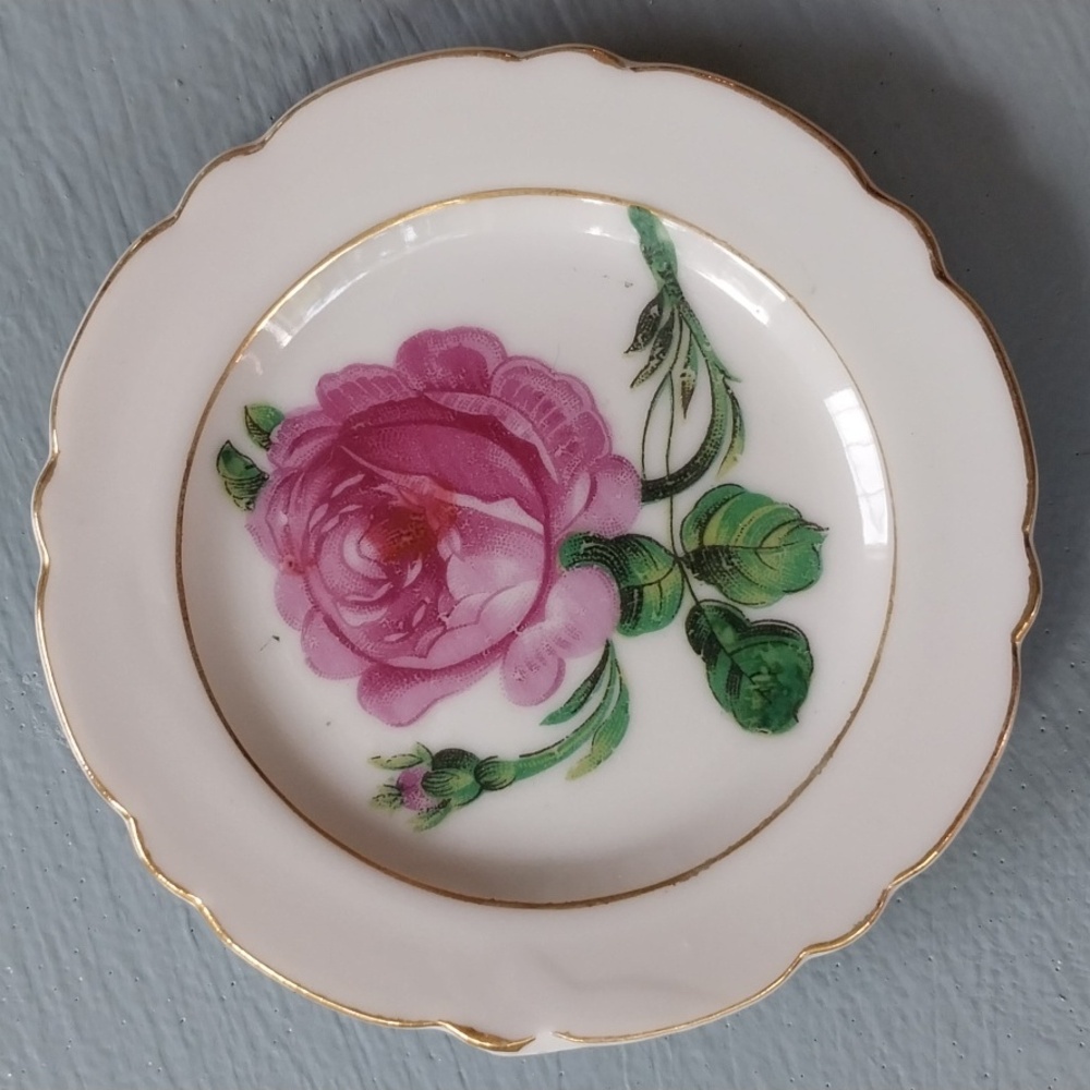 Floral Porcelain 3 Piece Plate Set - Perfect As A Ring Dish - Picture 2 of 6